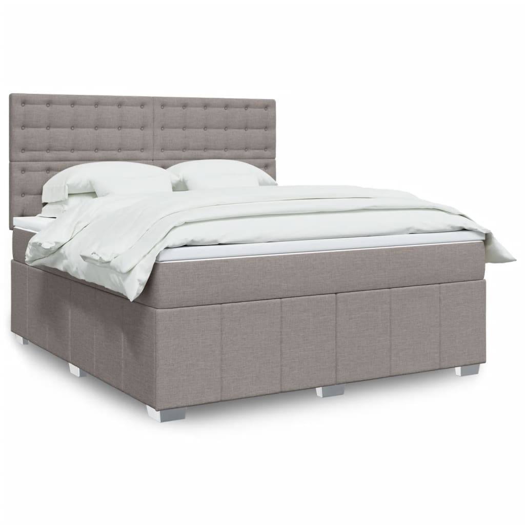 Box spring postelja z vzmetnico taupe 180×200 cm blago