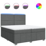 Box spring postelja z vzmetnico temno siva 200x200 cm blago - Image 2