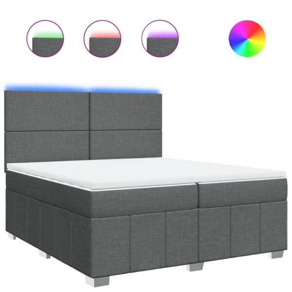 Box spring postelja z vzmetnico temno siva 200x200 cm blago - Image 2