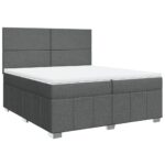 Box spring postelja z vzmetnico temno siva 200x200 cm blago - Image 3