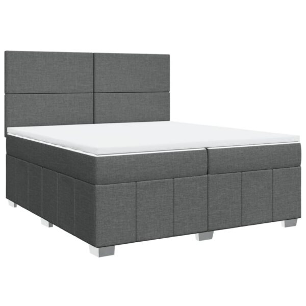 Box spring postelja z vzmetnico temno siva 200x200 cm blago - Image 3