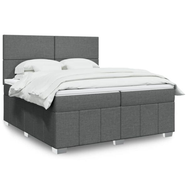 Box spring postelja z vzmetnico temno siva 200x200 cm blago