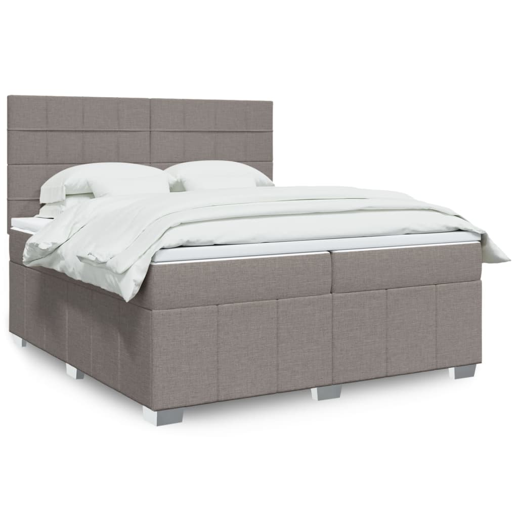 Box spring postelja z vzmetnico taupe 200×200 cm blago