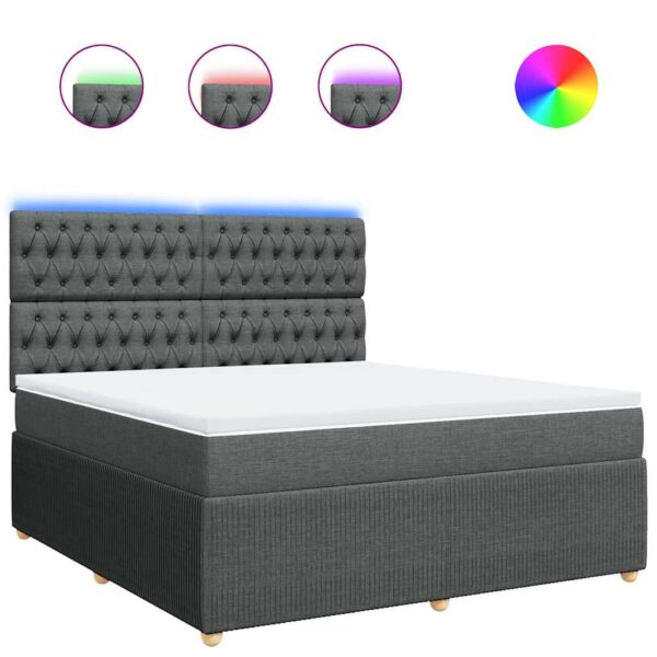 Box spring postelja z vzmetnico temno siva 180x200 cm blago - Image 2