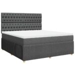 Box spring postelja z vzmetnico temno siva 180x200 cm blago - Image 3