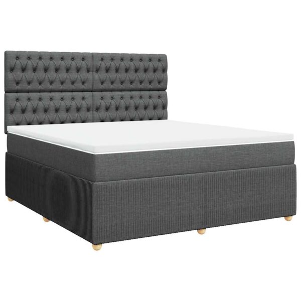 Box spring postelja z vzmetnico temno siva 180x200 cm blago - Image 3