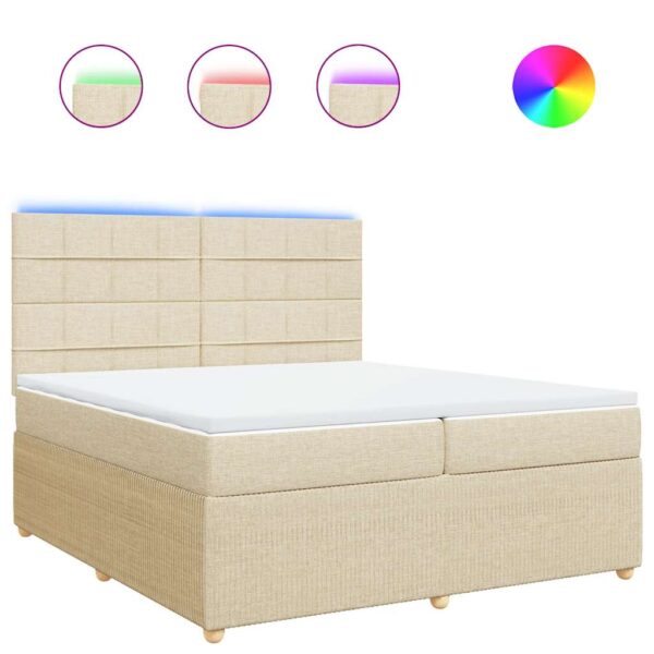 Box spring postelja z vzmetnico krem 200x200 cm blago - Image 2