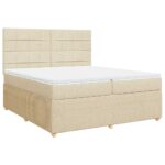 Box spring postelja z vzmetnico krem 200x200 cm blago - Image 3
