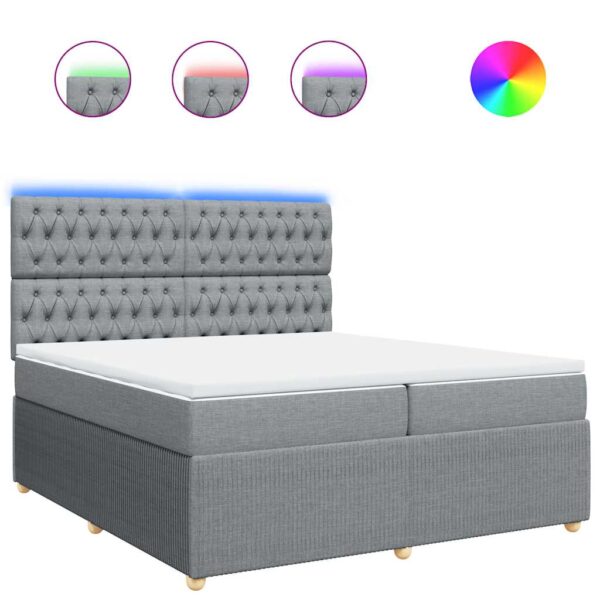 Box spring postelja z vzmetnico svetlo siva 200x200 cm blago - Image 2