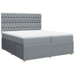 Box spring postelja z vzmetnico svetlo siva 200x200 cm blago - Image 3