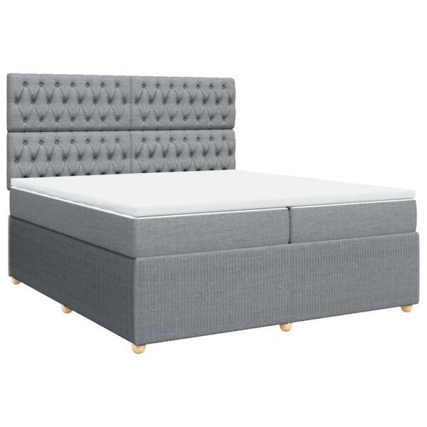 Box spring postelja z vzmetnico svetlo siva 200x200 cm blago - Image 3