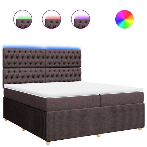 Box spring postelja z vzmetnico temno rjav 200x200 cm blago - Image 2