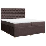 Box spring postelja z vzmetnico temno rjav 200x200 cm blago - Image 3