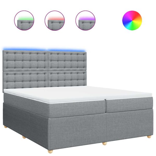 Box spring postelja z vzmetnico svetlo siva 200x200 cm blago - Image 2