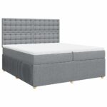 Box spring postelja z vzmetnico svetlo siva 200x200 cm blago - Image 3