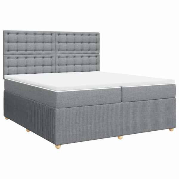 Box spring postelja z vzmetnico svetlo siva 200x200 cm blago - Image 3