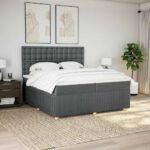 Box spring postelja z vzmetnico temno siva 200x200 cm blago