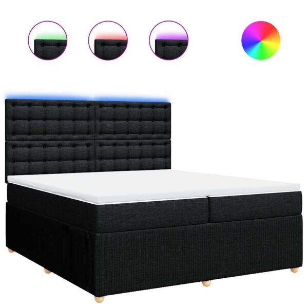 Box spring postelja z vzmetnico črn 200x200 cm blago - Image 2
