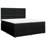 Box spring postelja z vzmetnico črn 200x200 cm blago - Image 3
