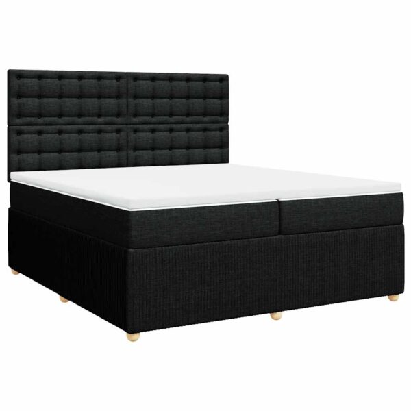 Box spring postelja z vzmetnico črn 200x200 cm blago - Image 3