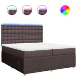 Box spring postelja z vzmetnico temno rjav 200x200 cm blago - Image 2