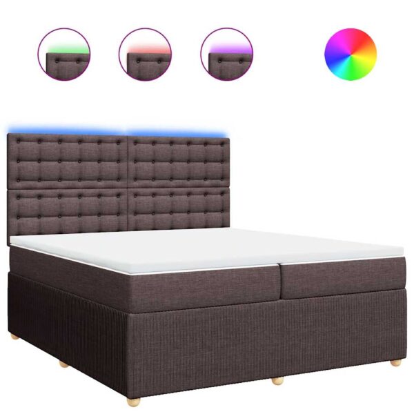 Box spring postelja z vzmetnico temno rjav 200x200 cm blago - Image 2