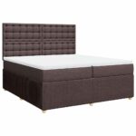 Box spring postelja z vzmetnico temno rjav 200x200 cm blago - Image 3