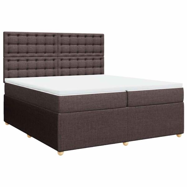 Box spring postelja z vzmetnico temno rjav 200x200 cm blago - Image 3
