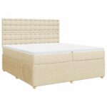 Box spring postelja z vzmetnico krem 200x200 cm blago - Image 3