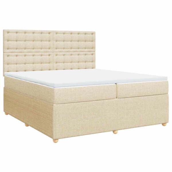 Box spring postelja z vzmetnico krem 200x200 cm blago - Image 3