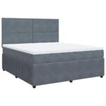 Box spring postelja z vzmetnico temno siva 180x200 cm žamet - Image 3