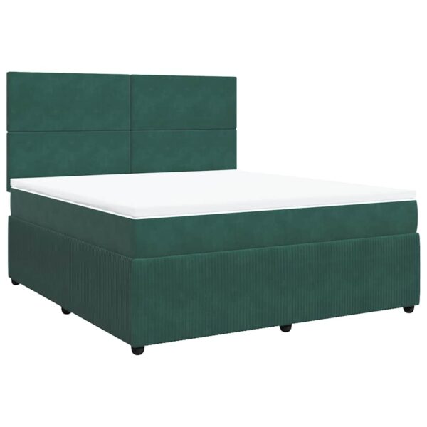 Box spring postelja z vzmetnico temno zelena 180x200 cm žamet - Image 3