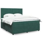 Box spring postelja z vzmetnico temno zelena 180x200 cm žamet