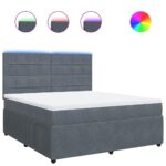 Box spring postelja z vzmetnico temno siva 180x200 cm žamet - Image 2