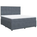 Box spring postelja z vzmetnico temno siva 180x200 cm žamet - Image 3