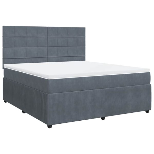 Box spring postelja z vzmetnico temno siva 180x200 cm žamet - Image 3