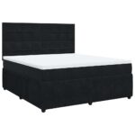 Box spring postelja z vzmetnico črna 180x200 cm žamet - Image 3