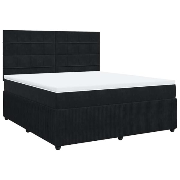 Box spring postelja z vzmetnico črna 180x200 cm žamet - Image 3
