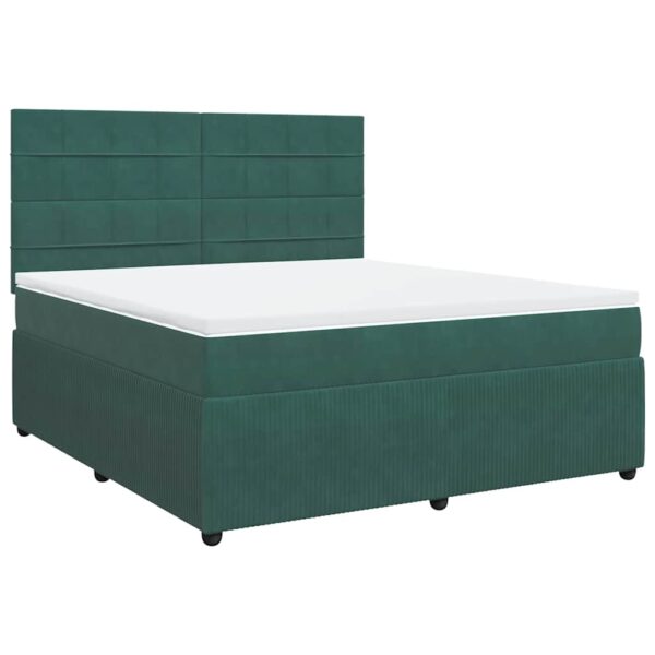 Box spring postelja z vzmetnico temno zelena 180x200 cm žamet - Image 3