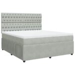 Box spring postelja z vzmetnico svetlo siva 180x200 cm žamet - Image 3