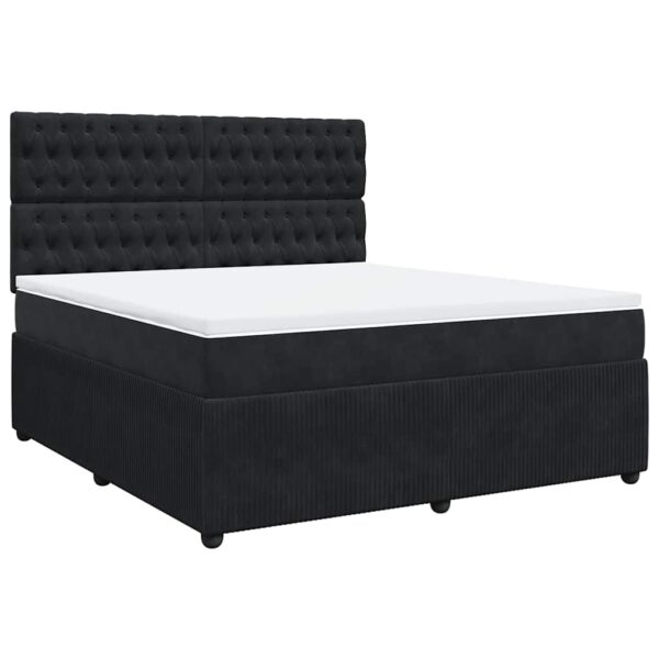 Box spring postelja z vzmetnico črna 180x200 cm žamet - Image 3