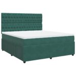 Box spring postelja z vzmetnico temno zelena 180x200 cm žamet - Image 3