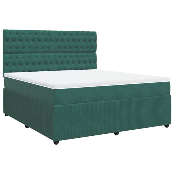 Box spring postelja z vzmetnico temno zelena 180x200 cm žamet - Image 3