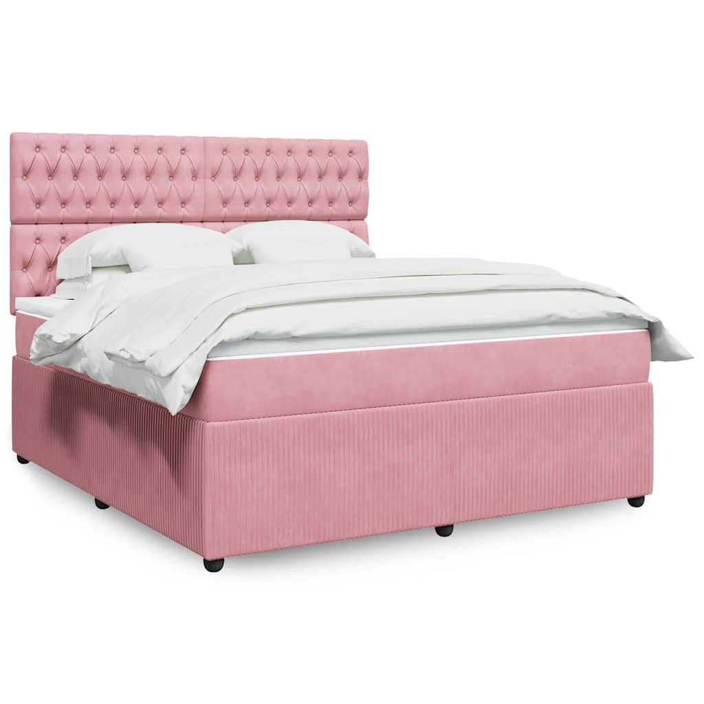 Box spring postelja z vzmetnico roza 180×200 cm žamet