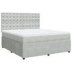 Box spring postelja z vzmetnico svetlo siva 180x200 cm žamet - Image 3