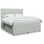 Box spring postelja z vzmetnico svetlo siva 180x200 cm žamet