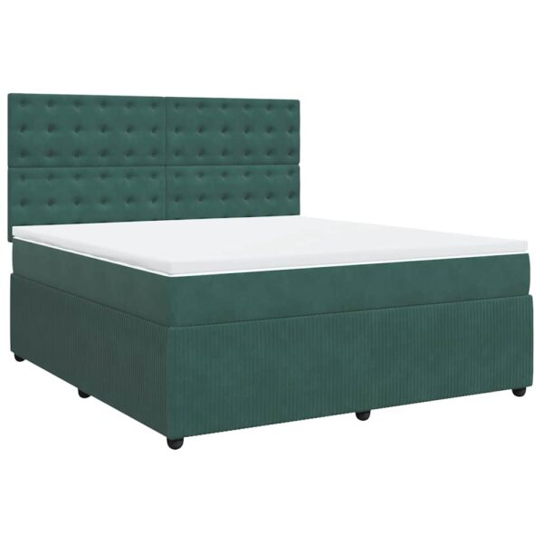 Box spring postelja z vzmetnico temno zelena 180x200 cm žamet - Image 3