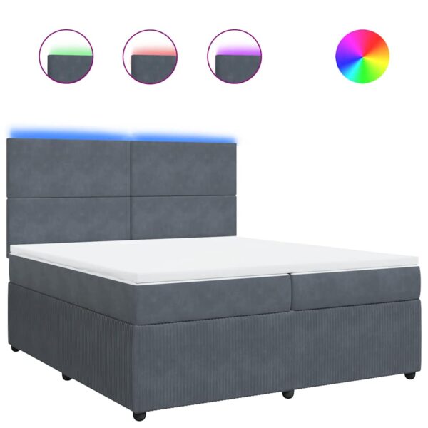 Box spring postelja z vzmetnico temno siva 200x200 cm žamet - Image 2