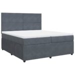 Box spring postelja z vzmetnico temno siva 200x200 cm žamet - Image 3