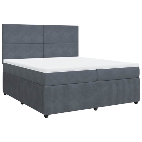 Box spring postelja z vzmetnico temno siva 200x200 cm žamet - Image 3